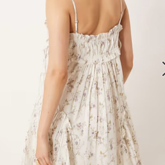 BABYDOLL MINI DRESS WITH DITSY FLORAL PRINT - Picture 3 of 3